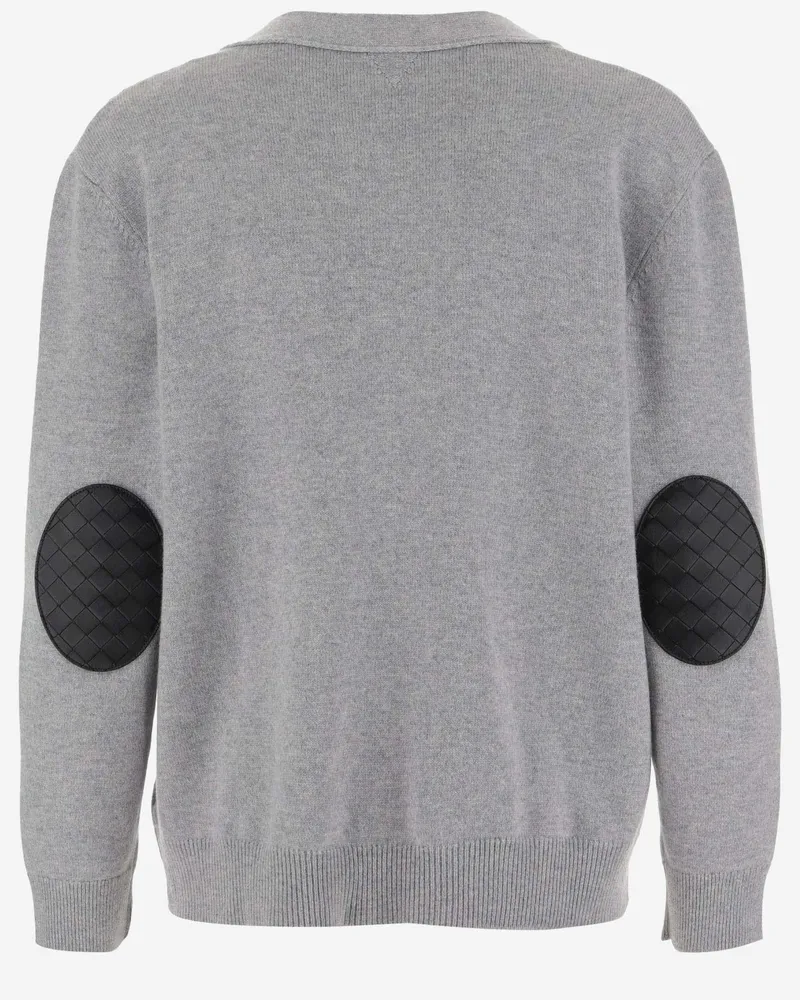 Bottega Veneta Men's Cashmere Blend Cardigan With V-Neck Gray Sweater Gray