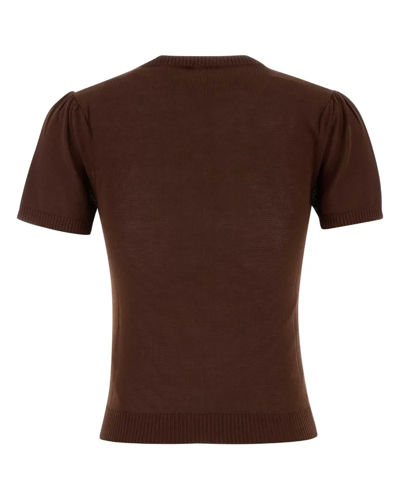 Ganni Women Brown Cotton Sweater Tiramisu Exterior: Organic Maglie Brown