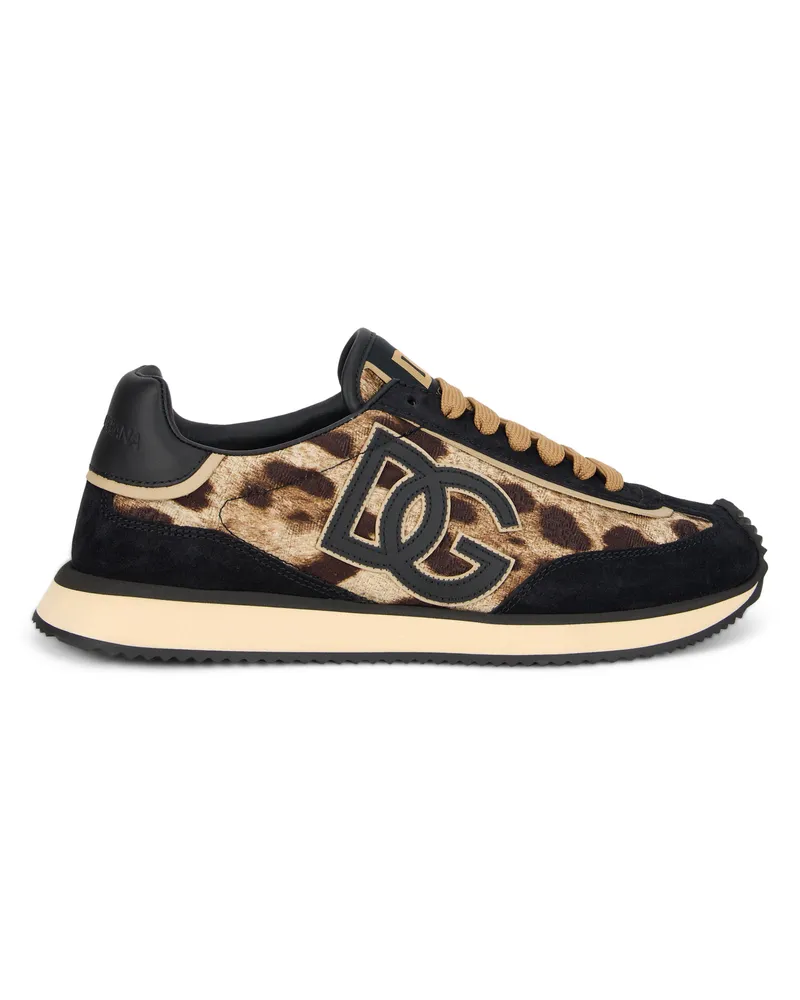 Dolce & Gabbana Women's Sneakers Brown Cotton Trainers 