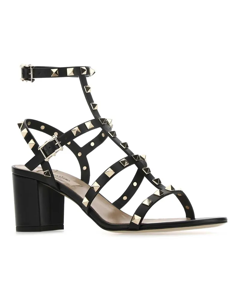 Valentino Garavani Women's Black Leather Rockstud Sandals Nero Sandali Black