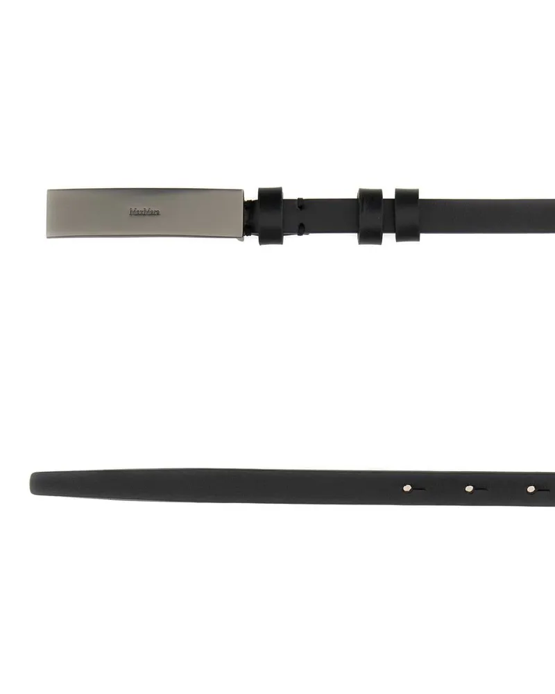 Max Mara Women's Black Leather Newplate15 Belt Nero Cinture Black