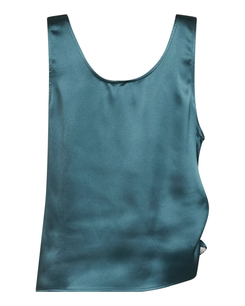 Giuseppe di Morabito Women's Top Satin Draped Oil Green Acetate Tops Green