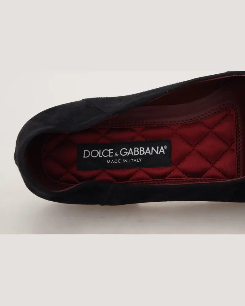 Dolce & Gabbana Men's Black Suede Gold Cross Slip On Loafers Shoes Black