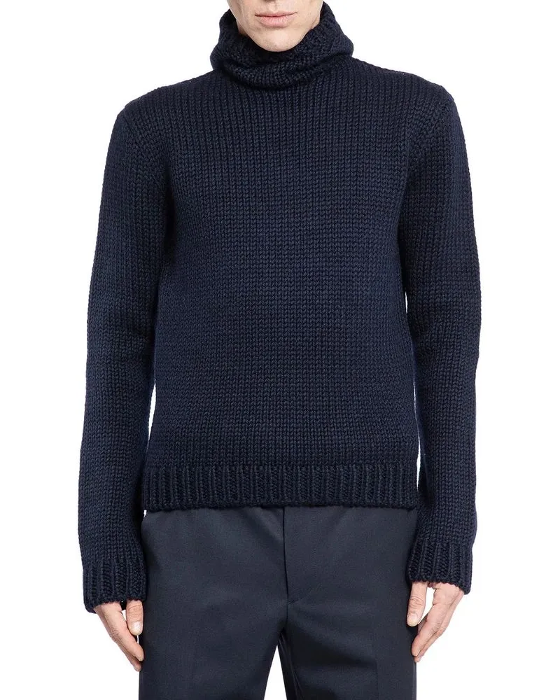 Prada Men's Blue Wool Sweatshirt Clothing Navy