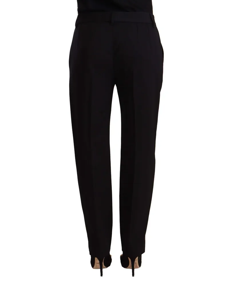 Dolce & Gabbana Women Black Mid Waist Skinny Trouser Wool Pants Virgin Spandex Black