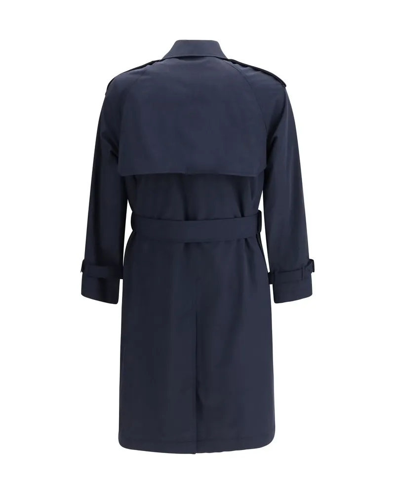 Burberry Men's Blue Polyester Trench Coat Clothing Navy