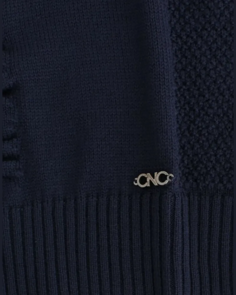 CoSTUME NATIONAL Women Dark Blue V-Neck Wool Sweater Acrylic Clothing Navy
