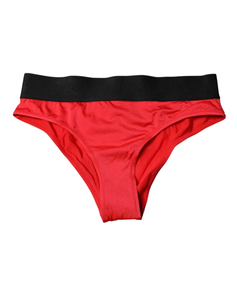 Dolce & Gabbana Women's Red Nylon Stretch Mid Waist Panty Underwear Black And Elastane Clothing Red