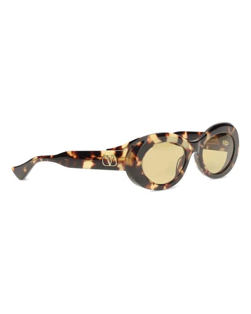 Valentino Garavani VG0057S Oval Acetate Sunglasses — Brown Brown