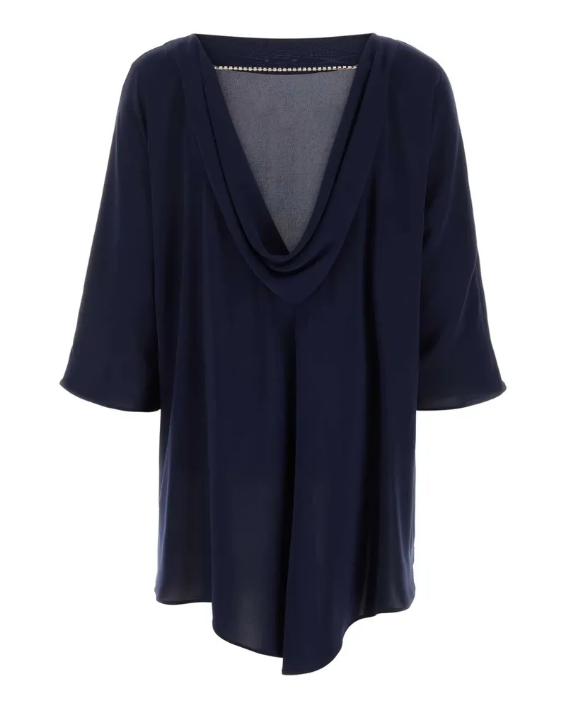 Max Mara Women's Midnight Blue Triacetate Blend Ferro Blouse Navy Maglie Sweater Navy