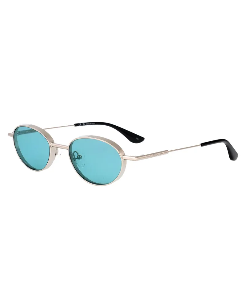 Alexander McQueen AM0523S Metal Round-Frame Sunglasses — Silver Silver