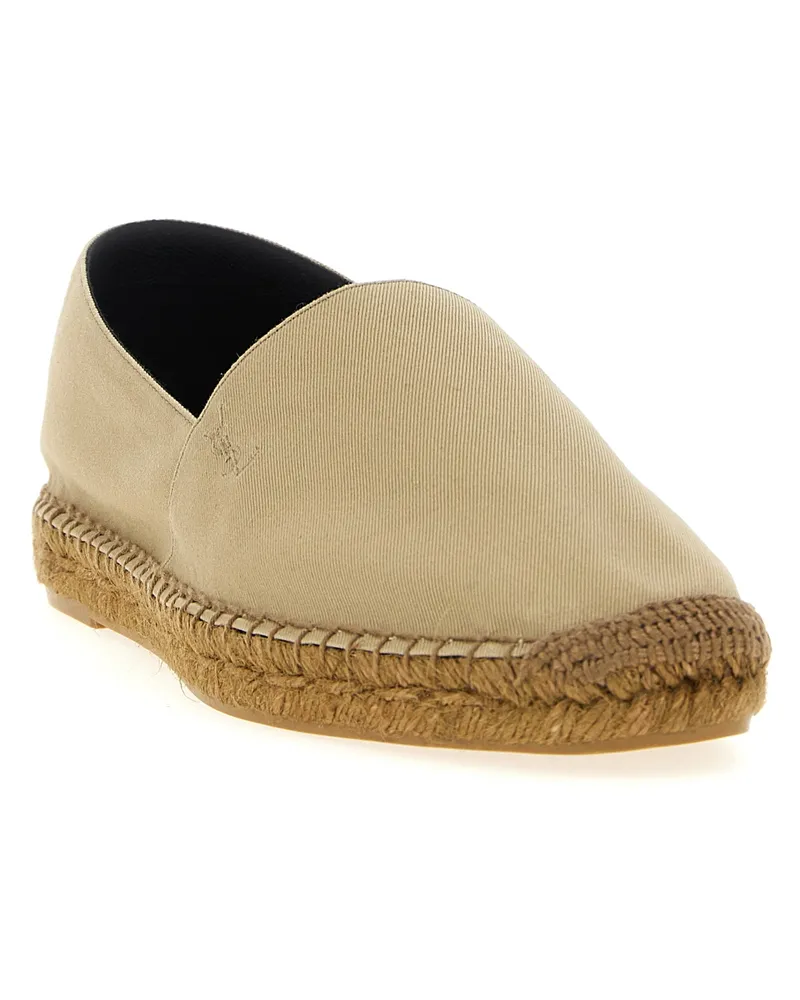 Saint Laurent Men's Beige Cotton Espadrilles Shoe Beige