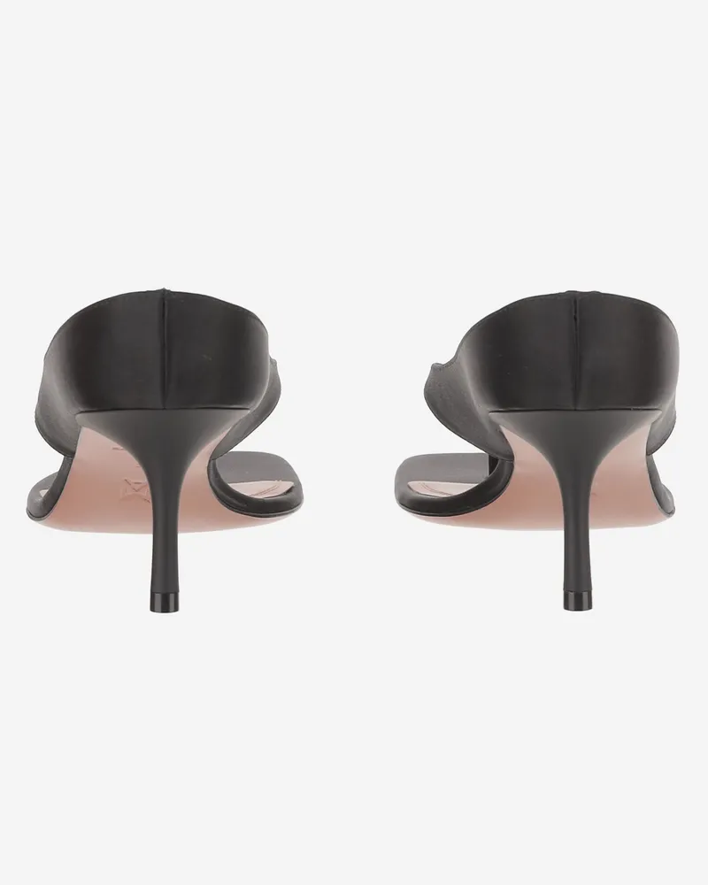 Amina Muaddi Women's Satin Sandals Alexandra Black Leather Black