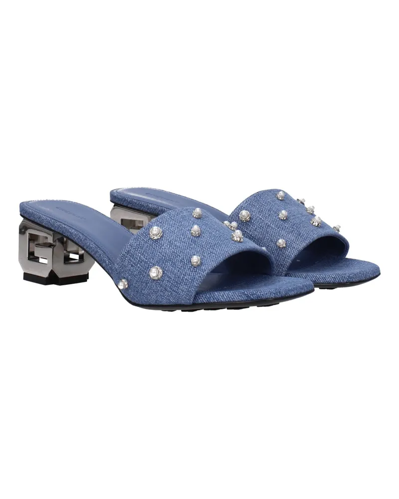 Givenchy Women's Blue Fabric Flat Sandals Blue