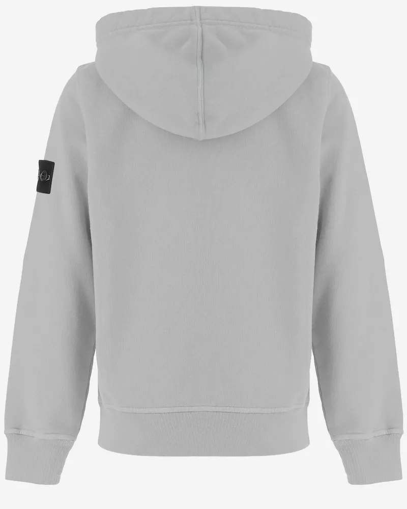 Stone Island Boys' Hooded Cotton Sweatshirt With Logo Patch Light Grey Hoods & Sweatshirts Gray