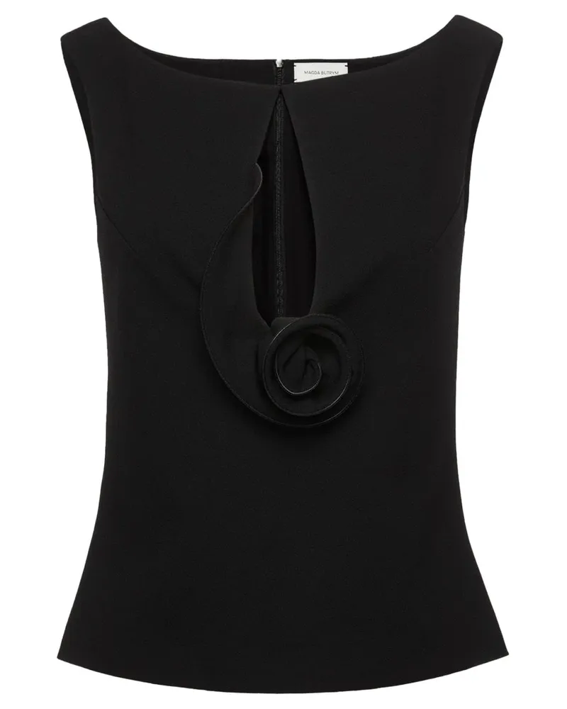 Magda Butrym Flower-Detail Viscose Blouse — Black Black