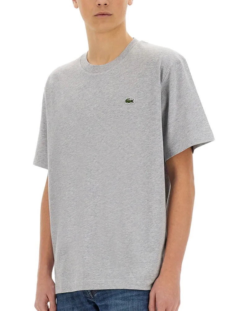 Lacoste Logo-embroidered Cotton T-Shirt — Gray Gray