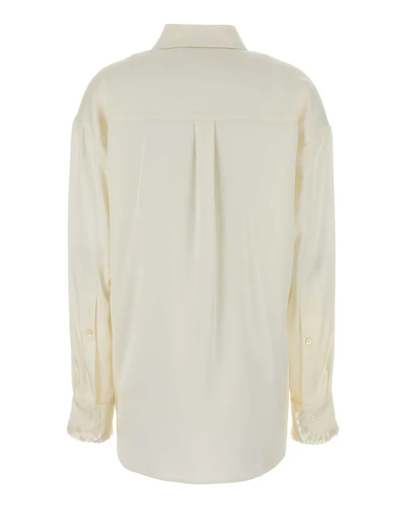 Stella McCartney Women's White Satin Oversize Shirt Cream Exterior: Acetate Viscose Maglie Sweater Cream