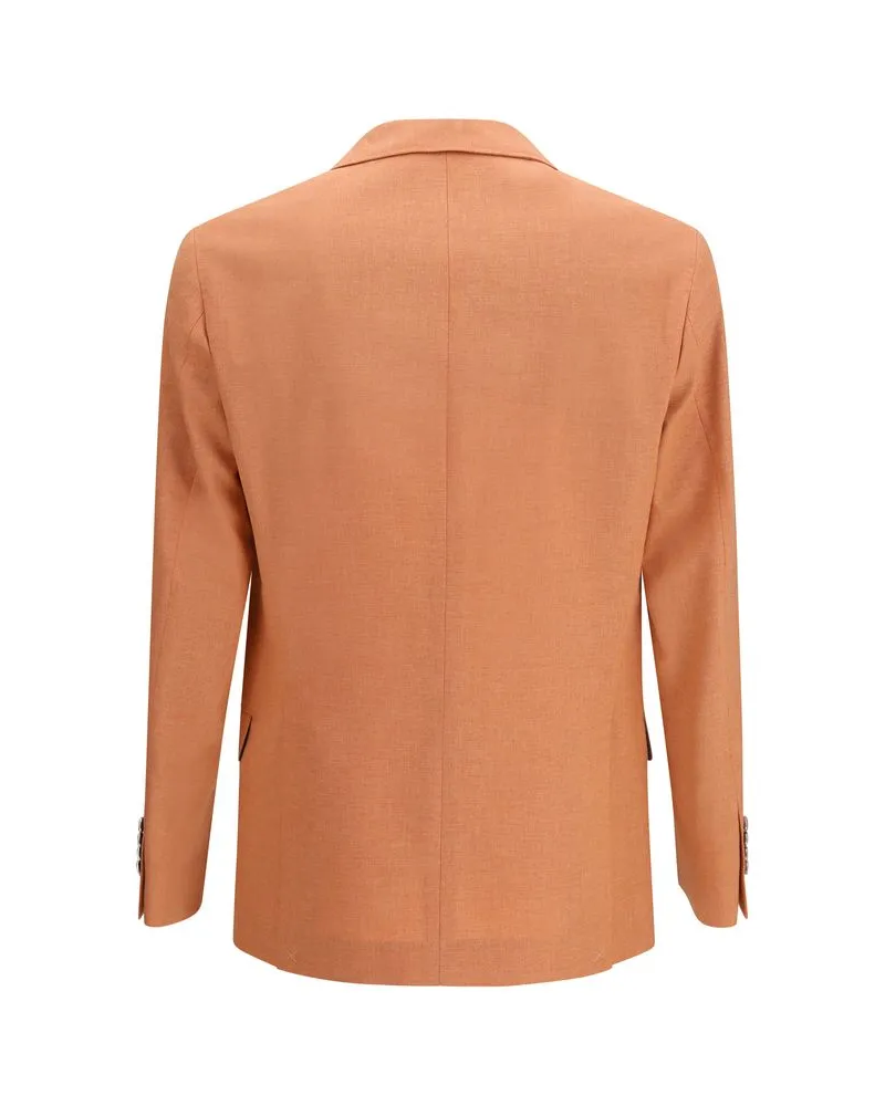 Brunello Cucinelli Men's Orange Wool Oves Aries Blazer Clothing Orange