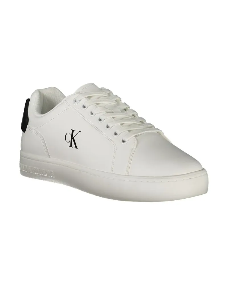 Calvin Klein Color-Block Leather Sneaker — White White