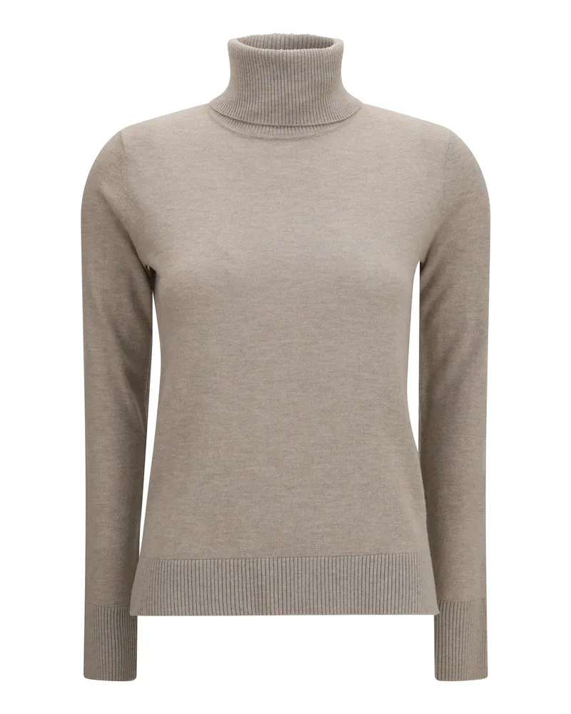 Max Mara Virgin Wool Turtleneck Sweater — Beige Beige