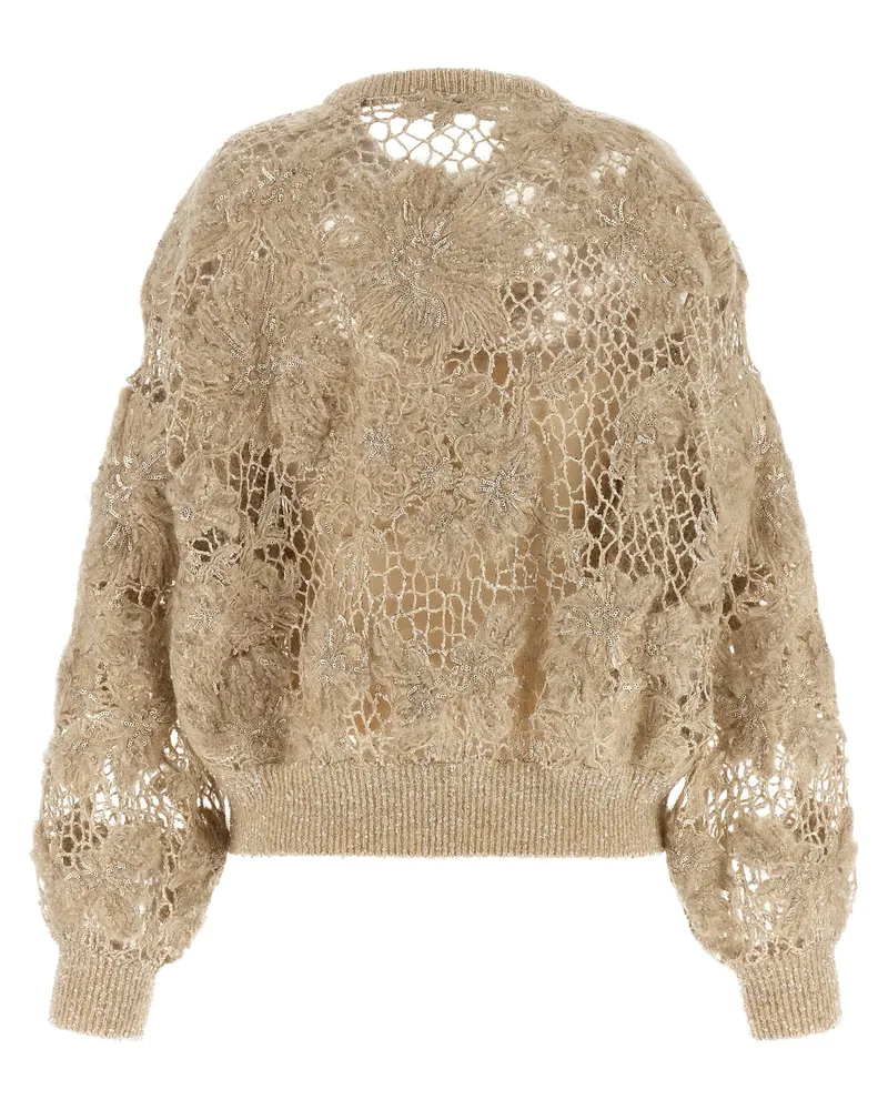 Brunello Cucinelli Whispering Bloom Sweater — Beige Beige