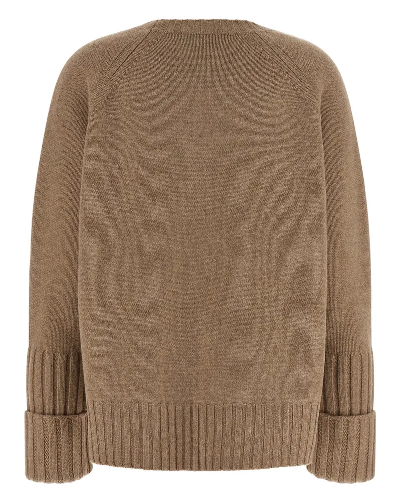 Tory Burch Pure Wool Crew Neck Sweater — Camel Camel