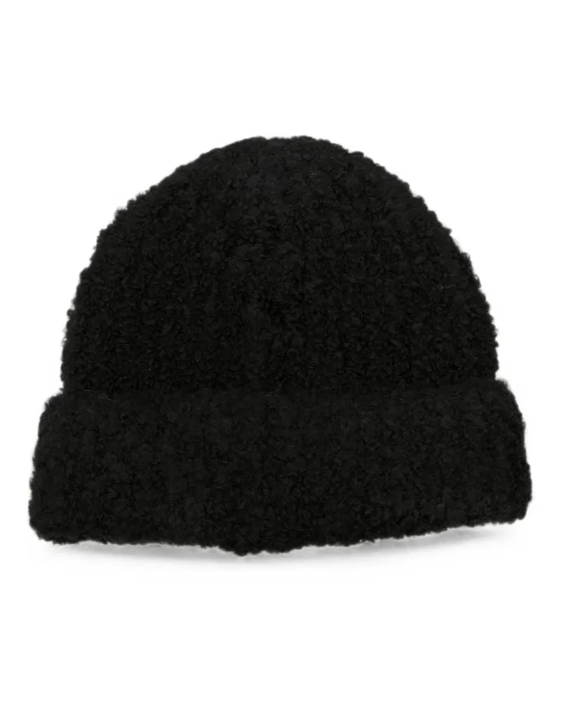 Maison Margiela Logo-Patch Knit Beanie — Black Black