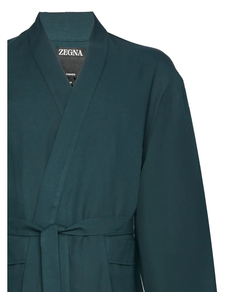 Ermenegildo Zegna Men's Robe Green Cotton-Cashmere Sleepwear Green