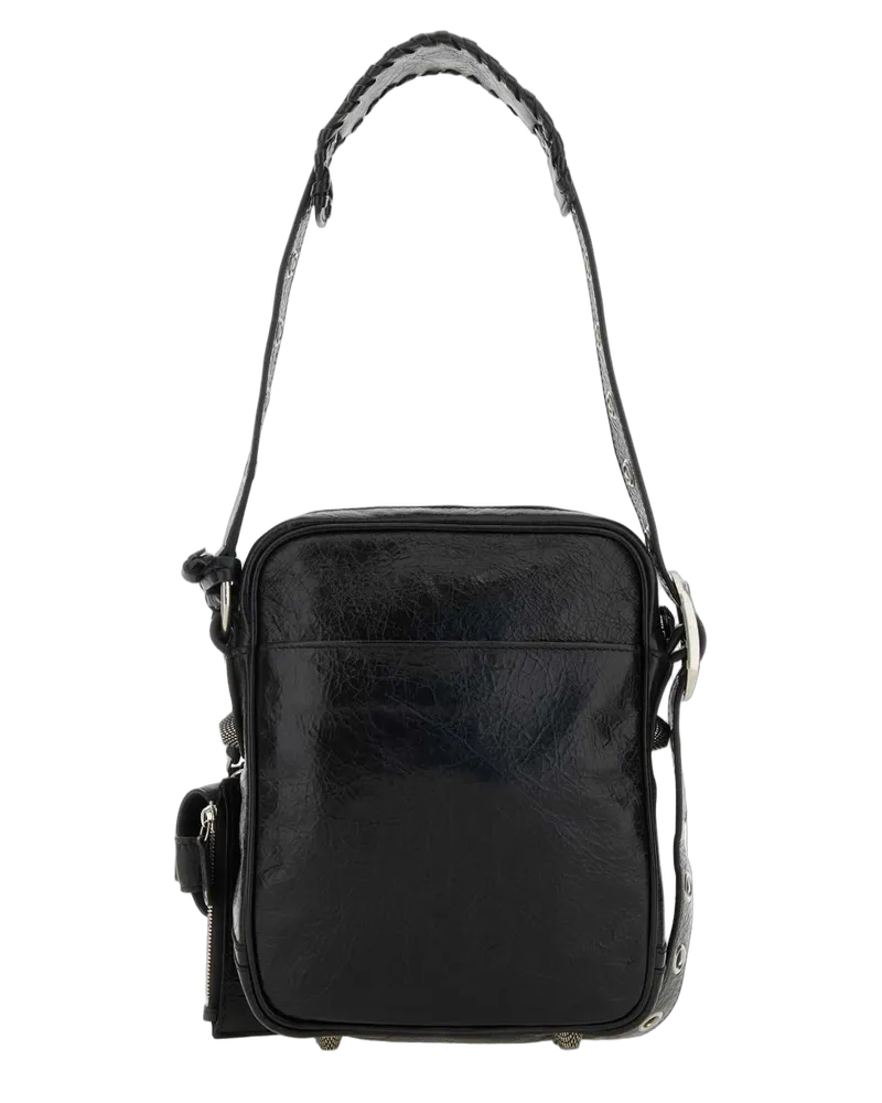 Balenciaga Leather Studded Shoulder Bag — Black Black