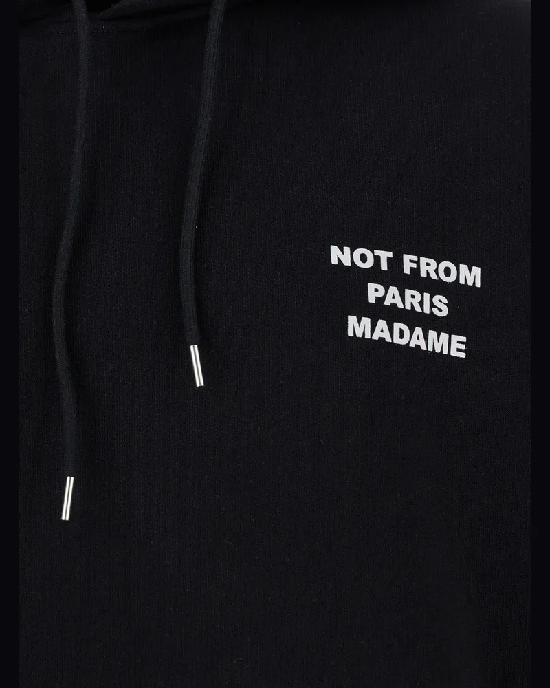 Drôle de Monsieur Men's Hooded Sweatshirt Black Cotton Logo Sweatshirts Sweater Black