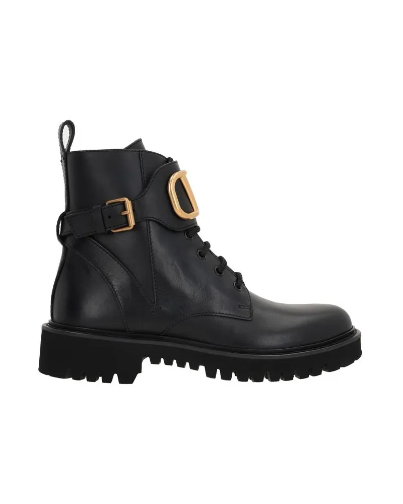 Valentino Garavani Women's Black Calfskin Lace-Up Boots Black