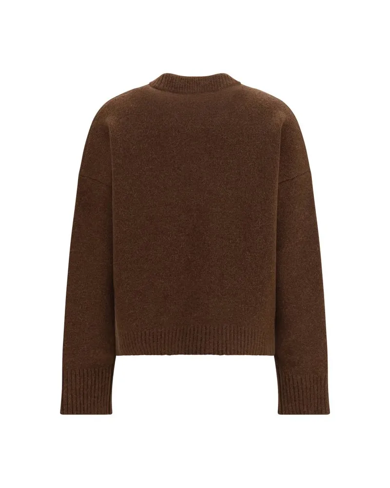 AMI Paris Alpaca-Blend Crew Neck Sweater — Brown Brown
