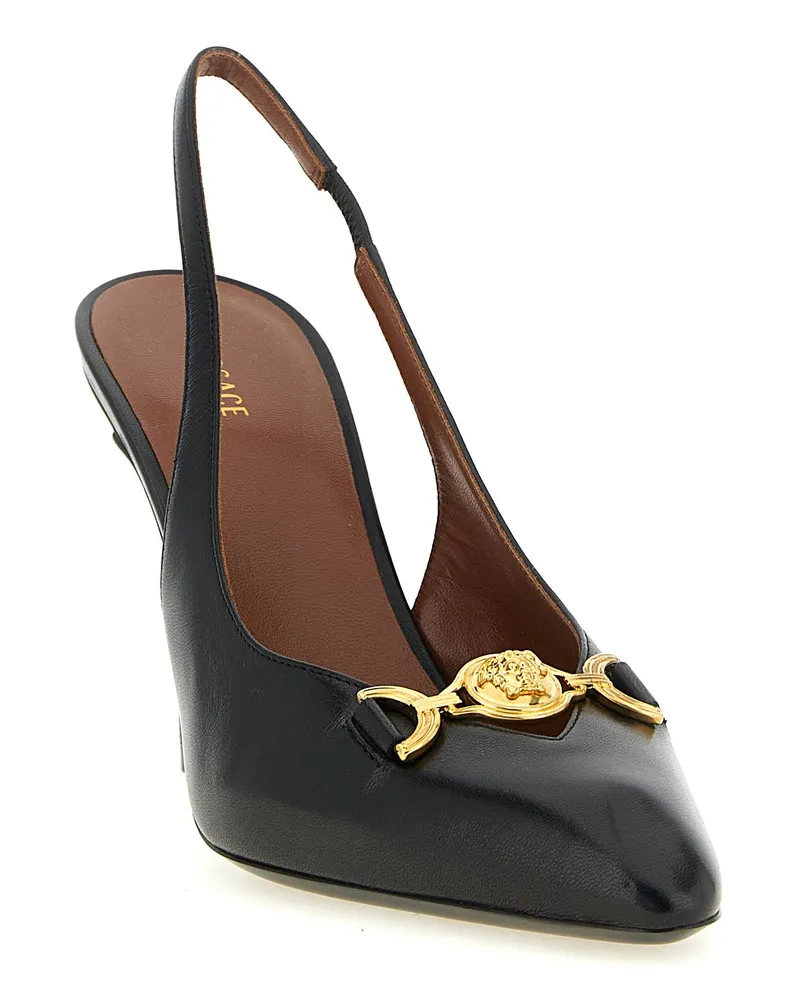Versace Lambskin Leather Slingback — Black Black
