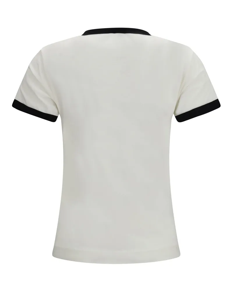 Pinko Women's Imperia T-Shirt Jersey Vintage Bianco-Nero Cotton T-Shirts Bianco/nero And Polos White