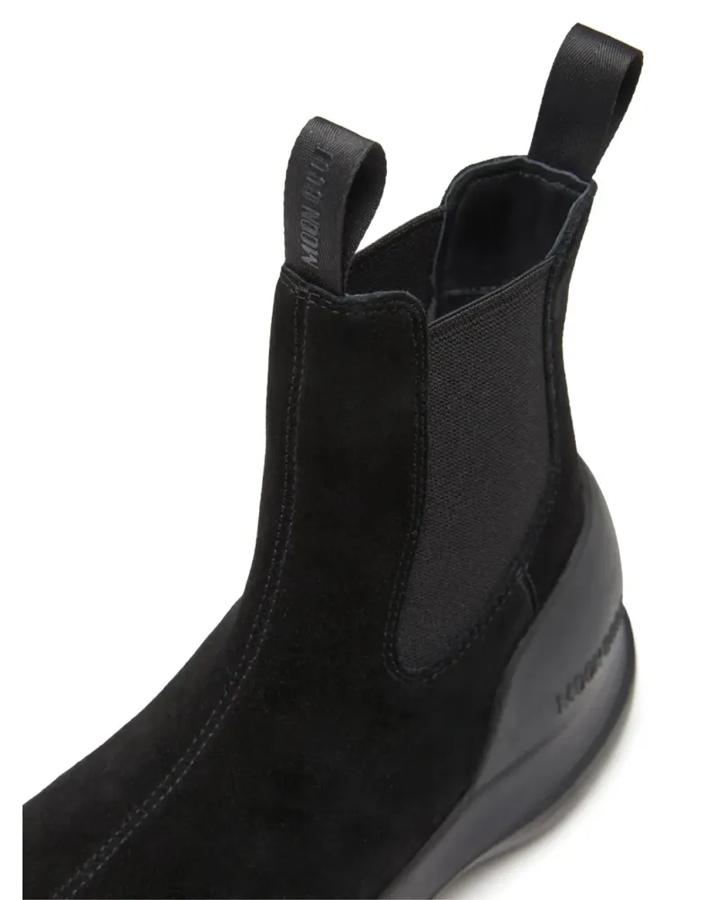 Moon Boot Women's Luna Chelsea Boot Black Suede Rubber Sole Black