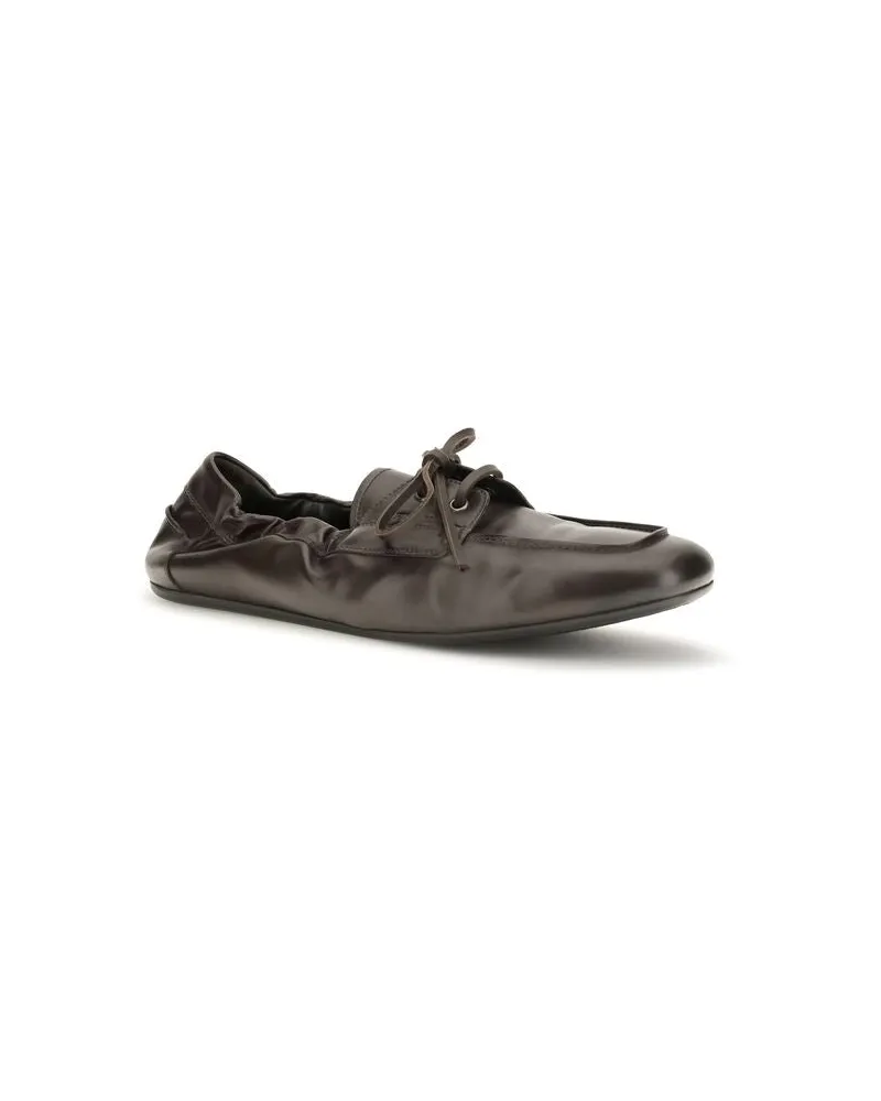 Prada Calf Leather Slip-On Loafer — Brown Brown