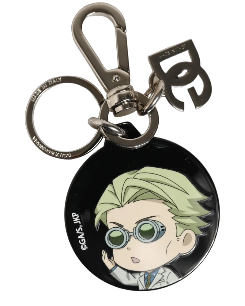 Dolce & Gabbana Women's Black Kaisen Kento Nanami Charm Metal Keychain Keyring Polyester Zamak Steel Brass Accessory Black