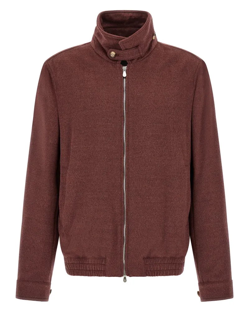 Brunello Cucinelli Virgin Wool Beaver Jacket — Burgundy Burgundy