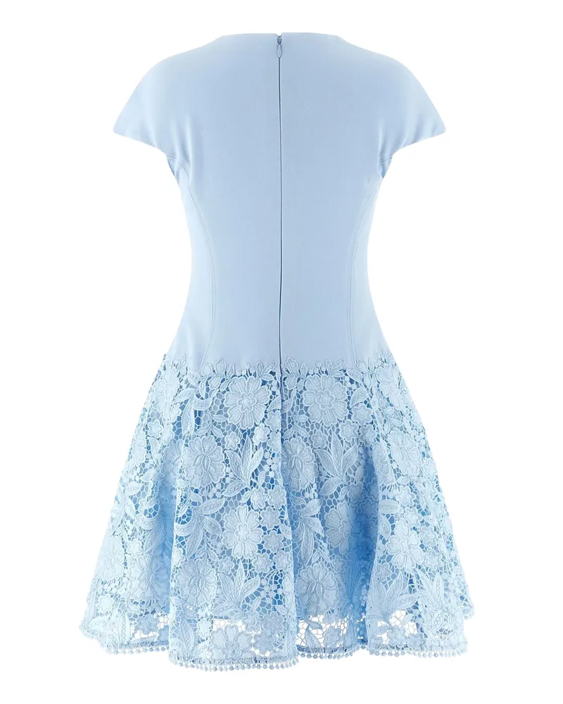 Self-Portrait Women's Dress Macramé Lace Blue Polyester Evening Suits Blue