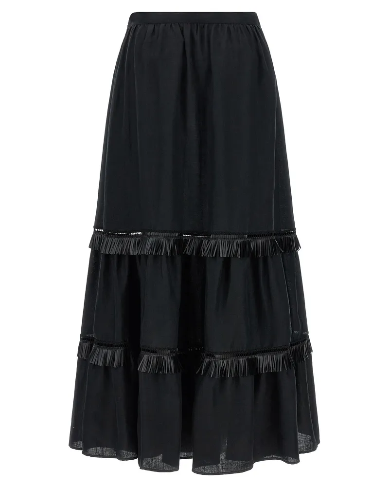 Kiton Women's Black Linen Mini Skirt Black