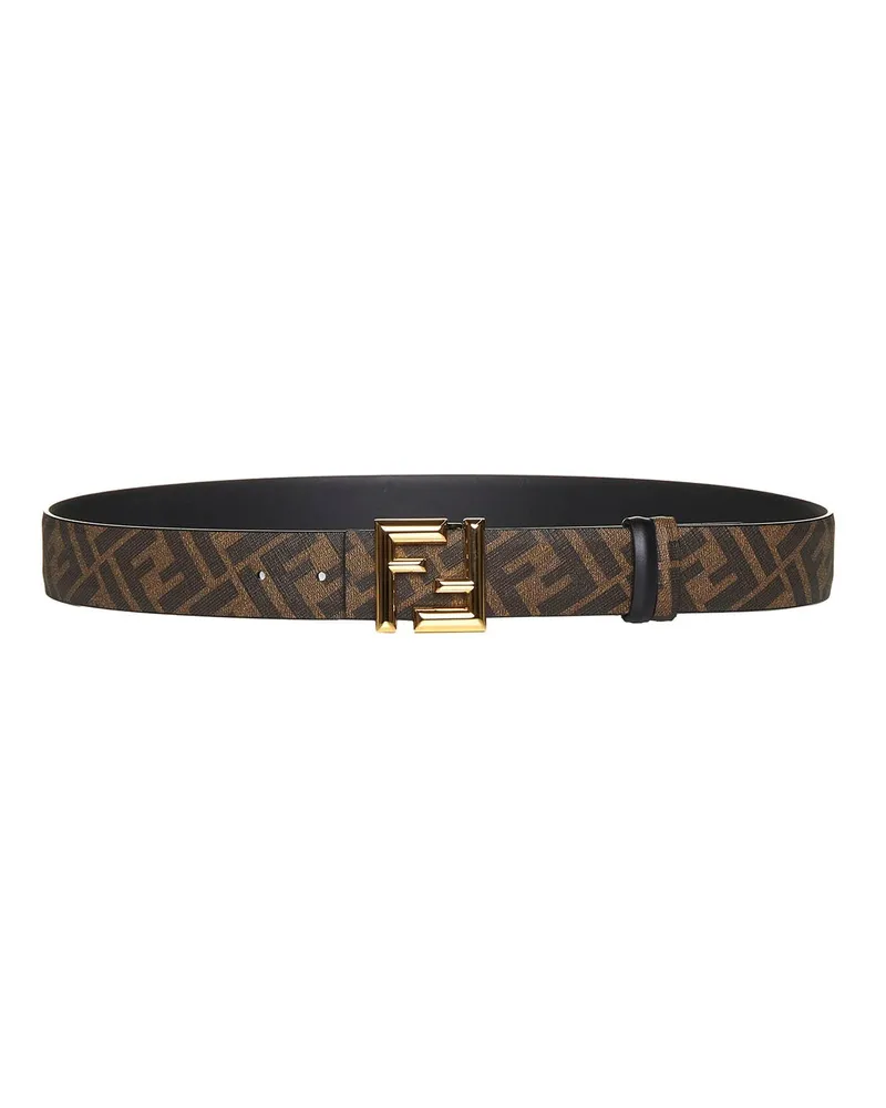 Fendi Men's Belt Reversible Leather Black Calf Black