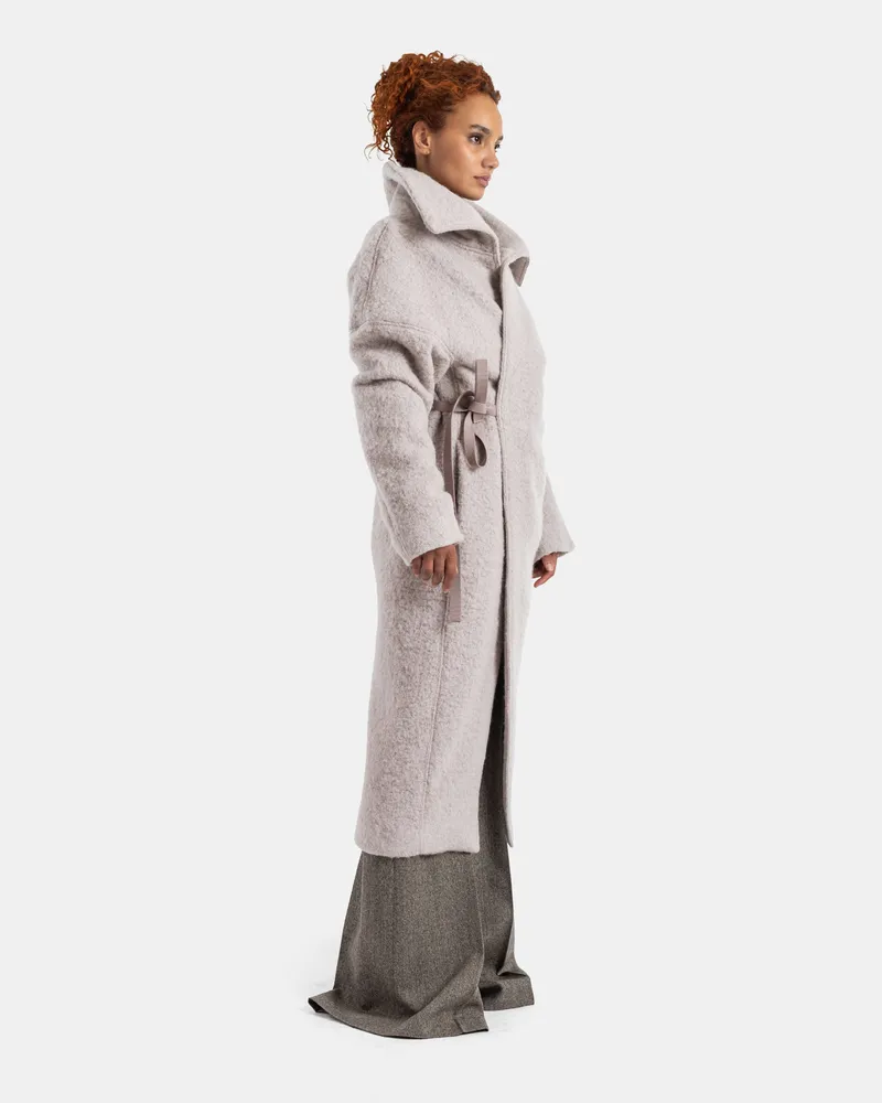 Rick Owens Women's Manteau Ceinturé Dracucollar Rose Pink Coat Pink