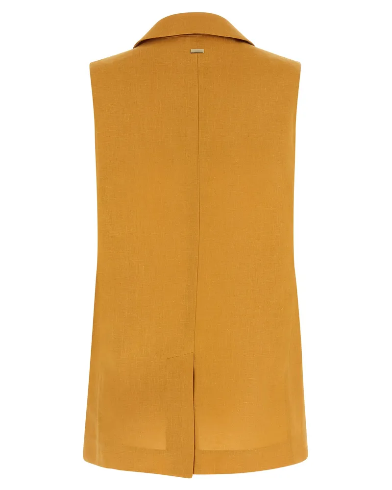 Herno Women's Bicolor Linen Sleeveless Jacket Clothing Yellow