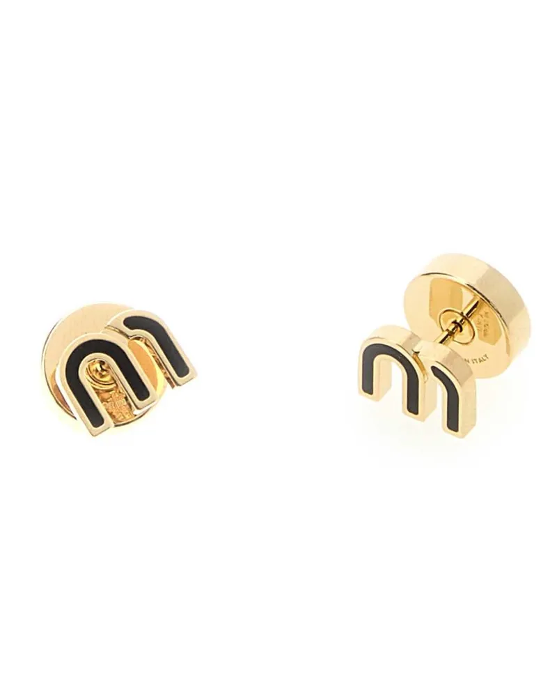 Miu Miu Women's Black Metal Earrings Nero Exterior: Brass Extra-Oggettistica Gold