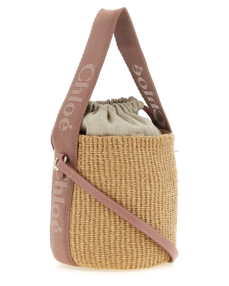 Chloé Hand-Woven Straw Bucket Bag — Beige Beige