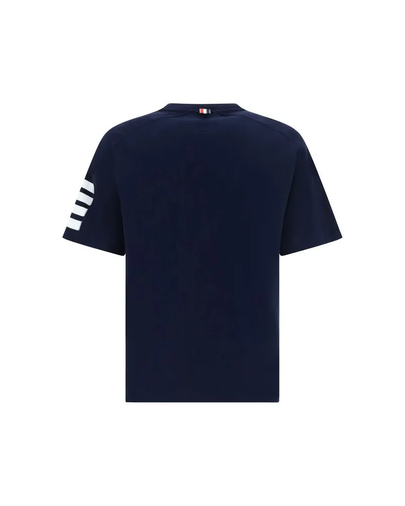 Thom Browne Men's Blue Cotton T-Shirt Navy