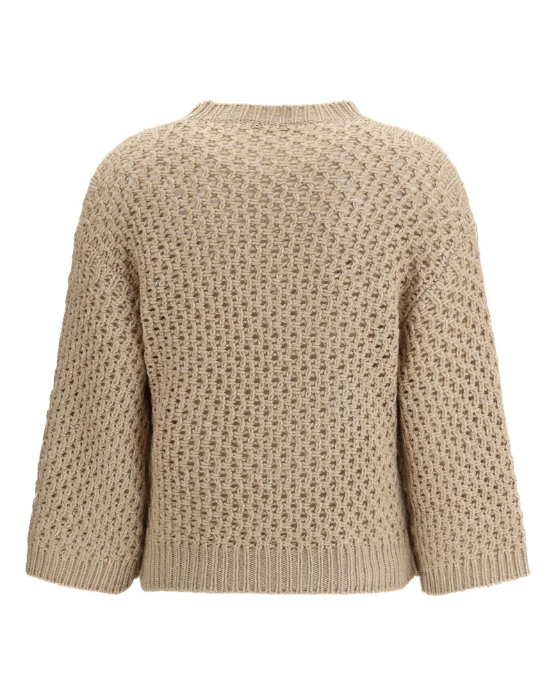 Fabiana Filippi Women's Jumper Platinum Yarn Beech Fleece Wool Sweater Beige