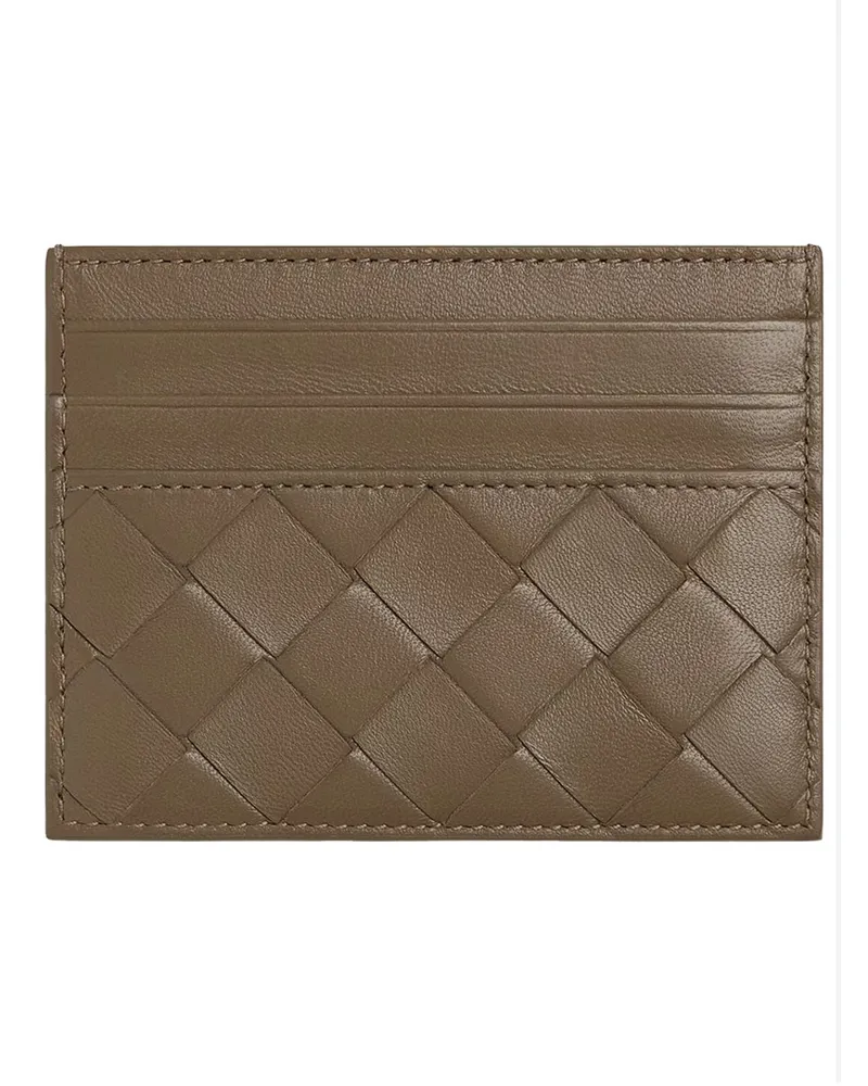 Bottega Veneta Intrecciato Lambskin Card Case — Green Green