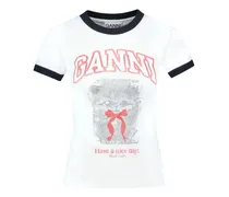 Women's Kitty Print Cotton T-Shirt White